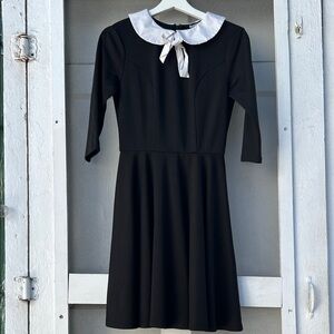Black Dress with White Collar and Bow